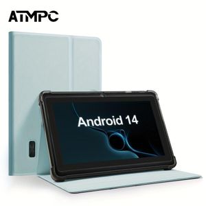 ATMPC Tablette 7 pouces Android 14, 4 Go RAM (2Go + 2Go), 32 Go de ROM, pochette gratuite