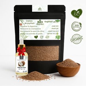 BIO SANTE Graines de psyllium beldi confort intestinal au quotidien 200 g + huile de Coco 30ml gratuit