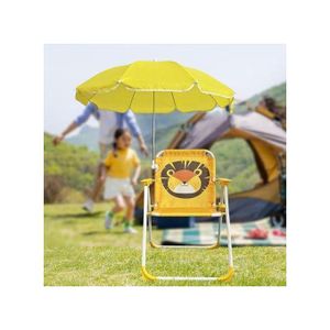 Ensemble Chaise de Plage Pliable pour Enfant avec Parasol Intégré