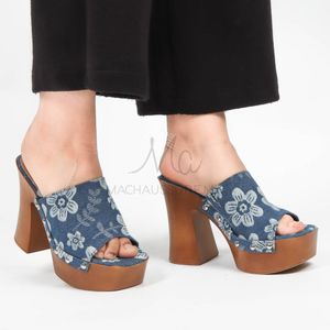 MaChaussure Mimosa - Sandales à talon en Jeans