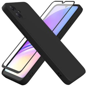 Pochette Silicone pour Samsung Galaxy A07 noir avec Incassable Verre Trempé écran