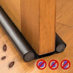 General Twin Draft Guard Bande Joint Sous Bas Porte Fenetre, Tapis Anti insectes Poussiere Souris Cafard ( NOIR )