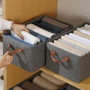 Boîte de Rangement Pliable en Tissu avec Poignées pour Armoire et Tiroirs