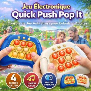 Jeu Électronique Quick Push Pop It – Console de Jeu Anti-Stress pour Enfants et Adultes – 4 Modes de Jeu, Lumière & Son, Jouet Éducatif Réflexe et Mémoire – Couleurs Variées