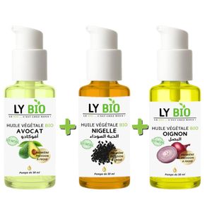 LY BIO PACK HUILE AVOCAT 50ml - POMPE + HUILE NIGELLE 50ML - POMPE + HUILE OIGNON 50ML - POMPE