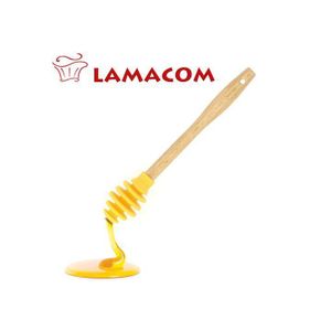 Lamacom Cuillère à miel en silicone manche Bois - Résiste à la chaleur