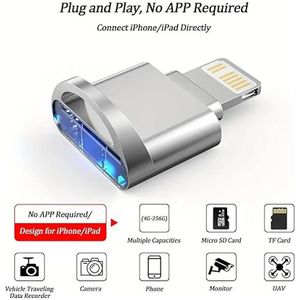 Azami Tech Lecteur de cartes SD/TF Micro SD, visualiseur, transfert de données compatible pour iPhone 14, 13, 12, 11, XS, XS, XS Max, XR, 8, iOS 13 et supérieur, prend en charge exFAT, FAT32 (Pas de mémoire)