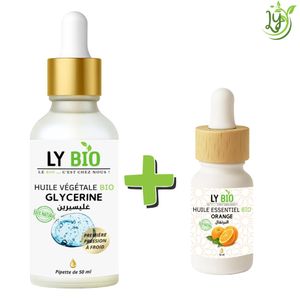 LY BIO PACK HUILE GLYCERINE 50ml - PIPETTE + HUILE ESSENTIEL ORANGE 10ML