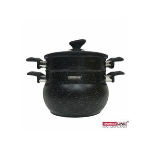 SWISS LINE Couscoussier en granit - 12L - Revêtement pierre - Noir