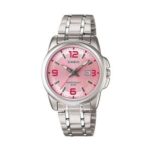 Casio LTP-1314D-5AV - Elégante & classique au fond rose pour femmes - Etanche 50m - Affichage dateur sur 3h - 