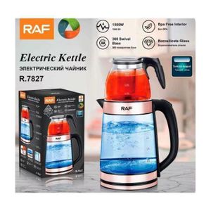 RAF Bouilloire Électrique à Double Pot en Verre – Théière Électrique Russe & Turque avec Infuseur – (0.5L + 2.2L)