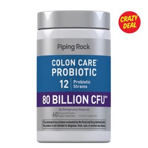 Piping Rock Colon Care Probiotic 80 Billion CFU – 12 Souches  60 Capsules Végétales