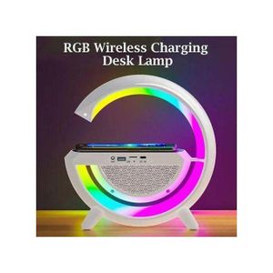 Haut-parleur bluetooth intelligent Big G, lampe RVB avec horloge, chargement sans fil pour téléphone portable, veilleuse LED de chevet, escales colorées