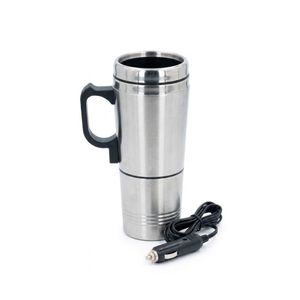 Grundig Mug de Voyage Chauffant 12V pour Voiture (0.5L) - Mug Isotherme en Acier Inoxydable avec Prise Allume-Cigare - Garde les Boissons Chaudes - Idéal pour Voyages et Camping