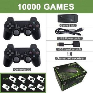 Data Frog 64G 4K HD Console de jeu vidéo 2.4G Double contrôleur sans fil pour PS1/FC/GBA 10000 jeux Stick