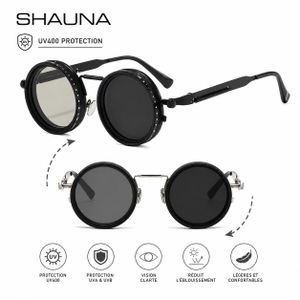Lunettes de Soleil Rondes Polarisées, Réglables, Rétro Punk - Filtre ND2-ND400 Ajustable Unisexe Homme Femme - Protection UV400 Pêche Conduite