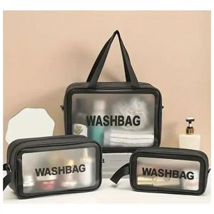 Lot De 3 Trousses De Toilette Transparentes Impermeables Washbag Pochette Voyage Maquillage
