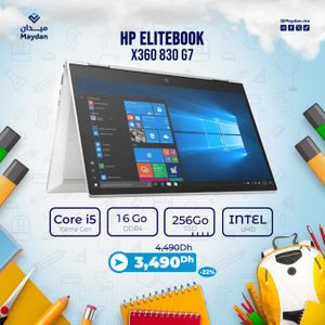 Hewlett Packard EliteBook x360 830 G7 Intel Core i5 10e Gen 16Go 256Go SSD 13 Tactile - Occasion