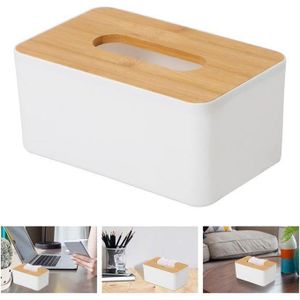 Boîte distributrice de mouchoirs avec couvercle amovible en bambou/bois, boîte à mouchoirs en plastique, organisateur de rangement