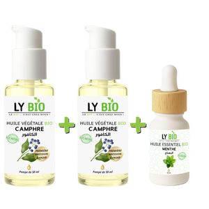 LY BIO PACK 2 X HUILE CAMPHREE 50ML - POMPE + HUILE ESSENTIEL MENTHE 10ML