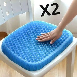 Lot de 2 Coussins Orthopédiques en Silicone Confortables  Siège Respirant Nid d'Abeille pour Bureau et Voiture  Ergonomique et Antidérapant  Soulagement Douleur