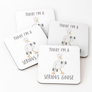 4 Dessous de Verre T-shirt « Aujourd'hui, je suis une oie sérieuse » – T-shirt humoristique pour adultes et enfants, humoristique et sarcastique, cadeau de Saint-Valentin sous tasse unique 