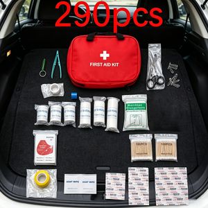 Trousse De Premiers Secours 290 Pièces - Kit De Survie Complet - Sac Rouge Portable Pour Voiture, Maison Et Voyage
