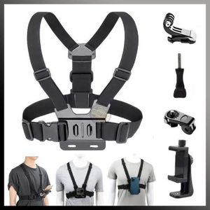 sangle de Poitrine Universel 5-en-1 avec Sangle Réglable et Fixation – Compatible GoPro, Insta360, Caméras d’Action et Smartphones