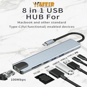 Adaptateur Hub en 1 USB ADAPTER Type-C vers HDMI 4K, RJ45, carte SD/TF, PD, Thunderbolt 3, pour MacPlePro