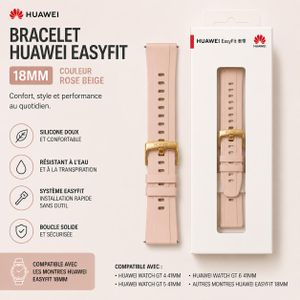 Huawei Bracelet EasyFit 18mm 100% Original en Silicone pour Watch GT 4 41mm, Watch GT 5 41mm GT 6 41mm - GT4 GT5 GT6 Straprose avec Boucle Dorée