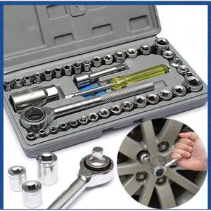Ensemble d'outils 40 pièces -Outil réparation auto-Coffret Clé à douille Manchon