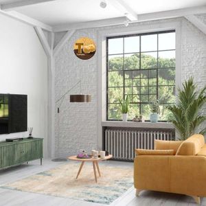 1pc Panneau Suspendu Rond en Bois avec Design de Pomme de Terre, Thème, Idéal pour la Décoration de la Maison et de la Vitrine, 19.99x19.99 cm, Mot T, Décoration de Maison