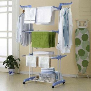 Support de séchage de linge pliable Amarks 24 tiges en acier au carbone 3 couches double pôle