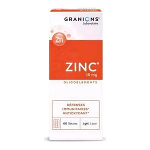 GRANIONS Zinc - Soutien des défenses immunitaires et antioxydant - 15mg - 60 Gélules