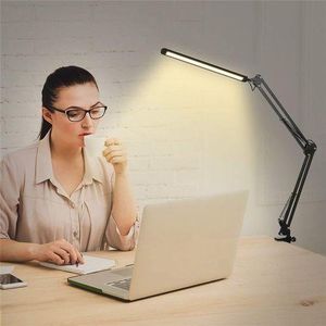 Lampe de bureau LED pliable avec pince, 3 modes d'éclairage et intensité réglable
