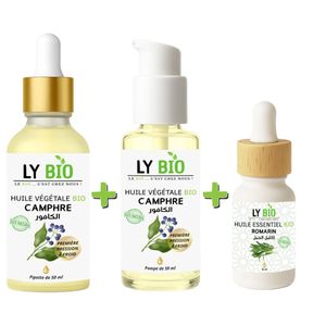 LY BIO PACK HUILE CAMPHREE 50ML - PIPETTE + HUILE CAMPHREE 50ML - POMPE + HUILE ESSENTIEL ROMARIN 10ML