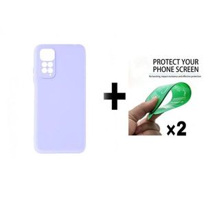 Case Pack : pochette Redmi Note 11s 4G souple silicone Mauve + 2 ciramik
