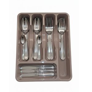 Range-Couverts de Tiroir 5 Compartiments avec Trous d’Écoulement  – pour Cuillères, Fourchettes et Couteaux