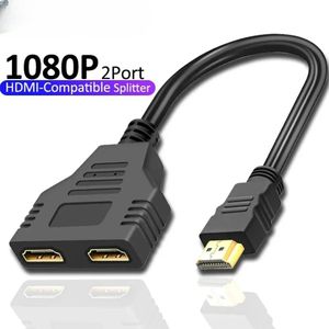 Répartiteur HDMI 1 en 2 sorties, adaptateur HDMI 1080P, adaptateur de tête HDMI mâle vers 2 HDMI femelle, câble HD mâle vers femelle pour PC portable TV Box