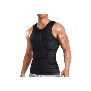 Gilet pour Hommes - Débardeur avec Taille Formateur Zipper - Sauna Survêtement