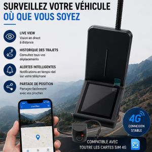 Dashcam K18 4G Full HD – Double Caméra, G-PS, WiFi et Surveillance à Distance
