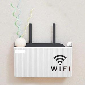 Boîte de Rangement Murale pour Routeur WiFi – Étagère PVC Étanche avec Gestion des Câbles et Support Décodeur TV