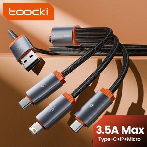 Toocki Câble USB multi-ports 3 en 1, câble de charge rapide, fil de chargeur Micro Type C, date, iPhone 14, iPhone 13, iPhone 12, Huawei, Xiaomi