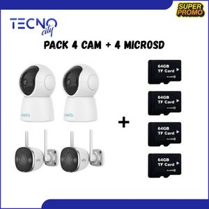 Uniview Pack 4 camera sans fil WiFi 2 Intérieure + 2 exterieur 3MP Uniarch + 4 Carte memoire