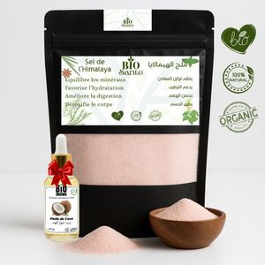 BIO SANTE Sel rose Himalaya grains fins cuisine maison et pro 150 g + huile de Coco 15ml gratuit