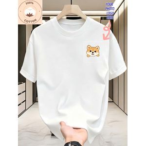 T-shirt personnalisé en pur coton. Logo ou photo personnalisée imprimée sur le devant, manches courtes décontractées en coton, tenue de loisirs d'été. Vous pouvez ajouter votre propre texte/logo/image. Convient pour des T-shirts personnalisés pour coupl
