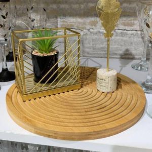 صينية تقديم وزخرفية دائرية خشبية