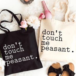 Sac fourre-tout en toile humoristique, une excellente idée cadeau, avec un imprimé "Ne me touchez pas". Ce sac spacieux et élégant est fait de toile durable, parfait pour les pique-niques en plein air, les fêtes, les voyages et le shopping.
