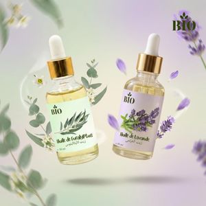 Bio Huile de eucalyptus 50 ml et Huile de lavande 50 ml cosmétique éclat