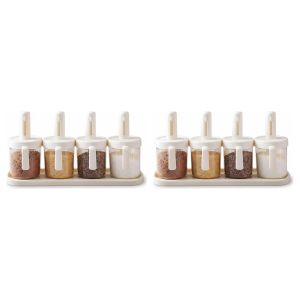 Lot de 2 - Boîtes à Épices Extensibles avec Cuillère - Organisation Cuisine - Set de 4 Pots - Rangement Fraîcheur